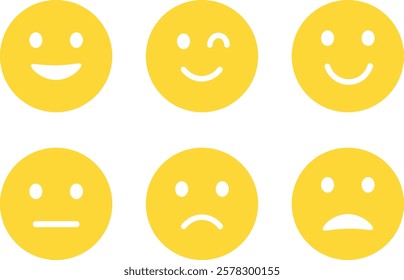 Emoticons icon set. emoji feedback icon set rating happy neutral sad emoji emotions icons. Different emoji symbol Vector Illustration