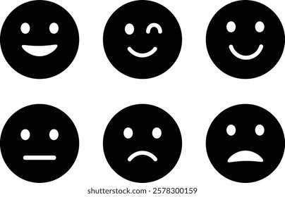 Emoticons icon set. emoji feedback icon set rating happy neutral sad emoji emotions icons. Different emoji symbol Vector Illustration