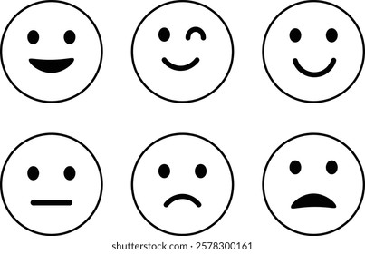 Emoticons icon set. emoji feedback icon set rating happy neutral sad emoji emotions icons. Different emoji symbol Vector Illustration