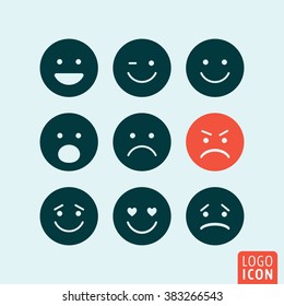 Emoticons icon. Set emoji icons isolated, minimal design. Vector illustration