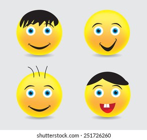 Emoticons icon set. Emoticon vector illustration.