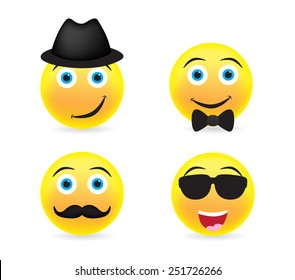 Emoticons icon set. Emoticon vector illustration.