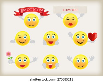 Emoticons icon set. Emoticon vector illustration.