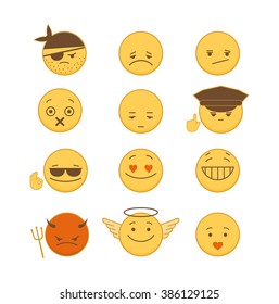 Emoticons icon Set in Flat Style