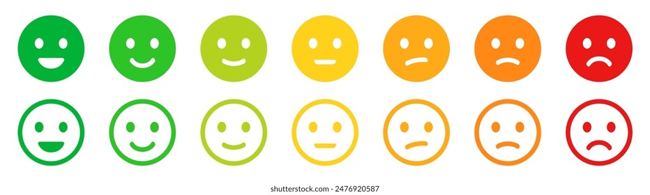 Emoticons icon set. Happy and sad emoji symbols. Emoticons with different moods. Smile sign.