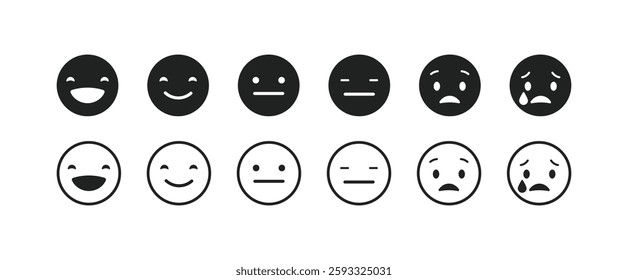 Emoticons icon set. Happy and sad emoji symbols. Emoticons with different moods. Smile sign.