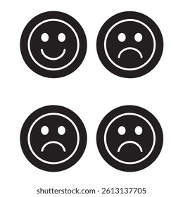 Emoticons icon set. Happy and sad emoji symbols