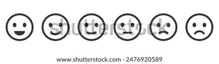 Emoticons icon set. Happy and sad emoji symbols. Emoticons with different moods. Smile sign.