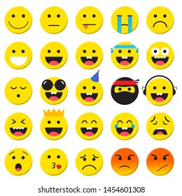 Emoticons icon set. Reactions icon web. Icon collection. Emoji Vector. Big set of emoticon icon design. Vector illustration.