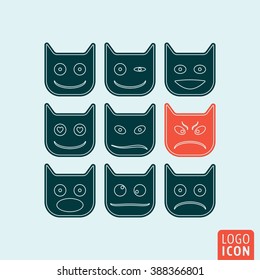 Emoticons icon. Emoticons symbol. Emoji set icons isolated. Cat heads minimal design. Vector illustration
