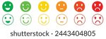 Emoticons icons set. Emoji faces collection. Emojis flat style. Happy happy, smile, neutral, sad and angry emoji. Line smiley face - stock vector