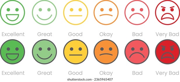 Emoticons icons set. Emoji faces collection. Emojis flat style. Happy happy, smile, neutral, sad and angry emoji. Line smiley face - stock vector