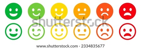 Emoticons icons set. Emoji faces collection. Emojis flat style. Happy happy, smile, neutral, sad and angry emoji. Line smiley face - stock vector