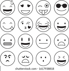 Emoticons Line Art Everyone Stock Vector (Royalty Free) 1617938818 ...