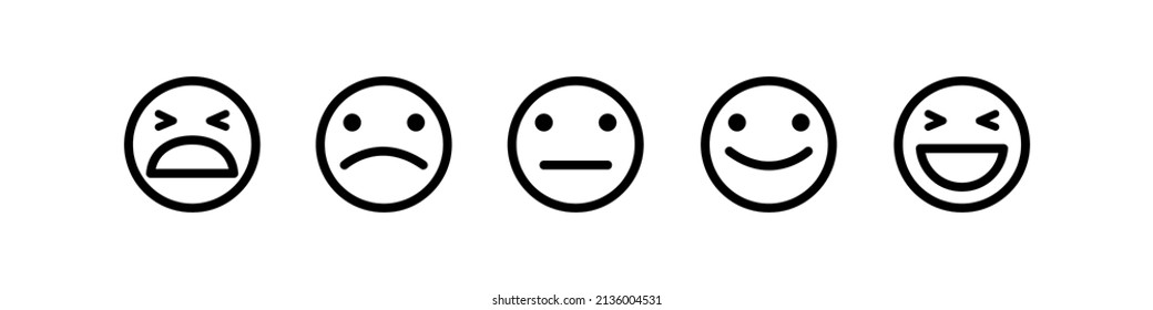 Emoticons line icon set. emoji faces collection isolated on white background. Vector illustration