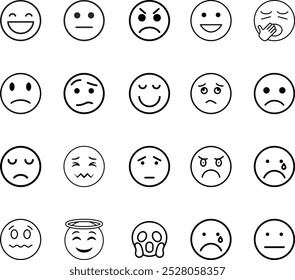 Emoticons mental health and customer engagement vector icon pack