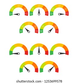 Emoticons mood scale flat - isolated vector illustration