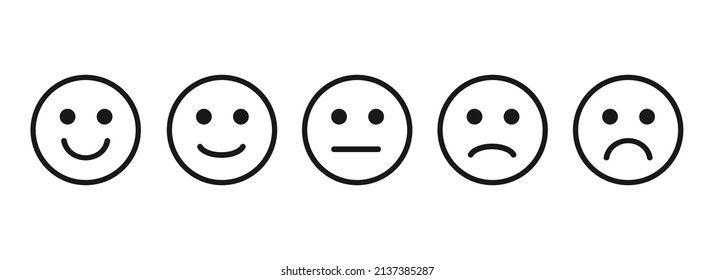 Emoticons mood scale on white background. Angry, sad, neutral and happy emoticon set. funny cartoon Emoji icon. Illustration