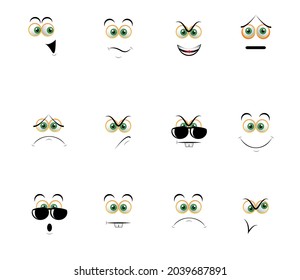 emoticons on a white background that express different emotions of joy amount of anger surprise indifference despair steepness