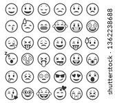 Emoticons outline. Emoji faces emoticon funny smile line black icons expression smiley facial people humor mood, flat vector isolated set