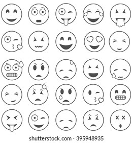 Emoticons outline set. Emoticon vector illustration. Emoticon Biggest set. 