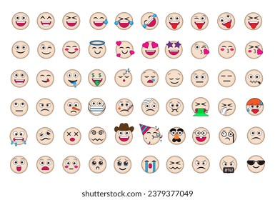 Paquete de emoticonos con contorno, colección de conjuntos de vectores de emoji