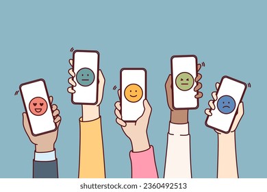 Emoticons in phones are metaphor for user feedback and assessment quality of services provided using application. Implementation internet technologies from collecting feedback from company customers