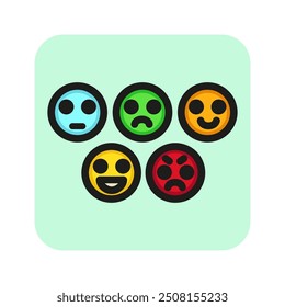 Emoticons of rating line icon. Positive, negative, emotions. Feedback concept. Can be used for topics like customers opinion, social media, voting