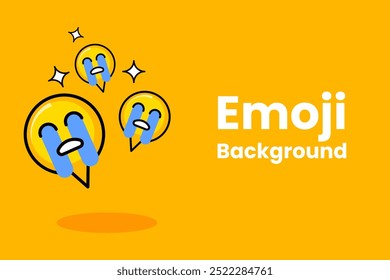 Emoticons with sad symbol. Social media background.