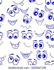 emoticons seamless pattern emotions eyes mouth face 