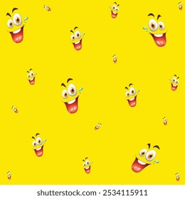 Emoticons seamless pattern. Facial expression seamless pattern vector background. Smiles face texture template. Modern smileys for textiles, interior design, book design, website Background. EPS10.