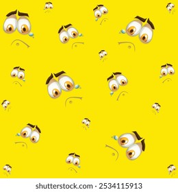 Emoticons padrão perfeito. Expressão facial sem emenda padrão vetor fundo. Modelo de textura de rosto sorridente. Smileys modernos para têxteis, design de interiores, design de livros, site Background. EPS10