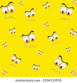 Emoticons seamless pattern. Facial expression seamless pattern vector background. Smiles face texture template. Modern smileys for textiles, interior design, book design, website Background. EPS10.