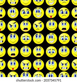 emoticons, seamless pattern, vector illustration
