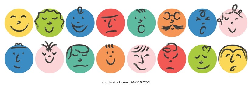 Emoticons Set of bright abstract textured emoticons. Different emotional emoticons. EPS 10.