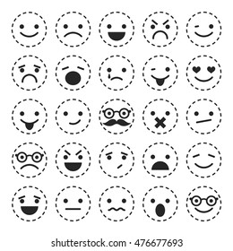 Emoticons. Set of characters in different emotions. Linear icons