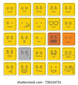 Emoticons set doodle icons vector illustration for design and web isolated on white background. Emoticons  vector object for label web and advertising