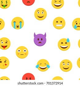 Emoticons set. Emoji background. Seamless pattern. Vector illustration.