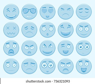 Emoticons set, emoji isolated on white background. Emoticon for web site, chat, sms. Vector illustration