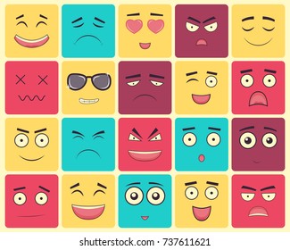 Emoticons set, emoji isolated on white background. Emoticon for web site, chat, sms. Vector illustration