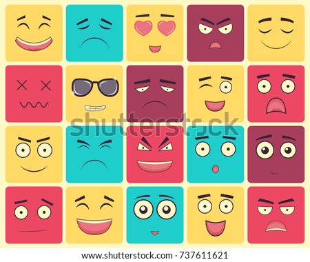 Emoticons set, emoji isolated on white background. Emoticon for web site, chat, sms. Vector illustration