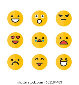 Emoticons set, emoji, smile icons isolated on white background