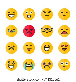 Emoticons set, emoji, smile icons isolated on white