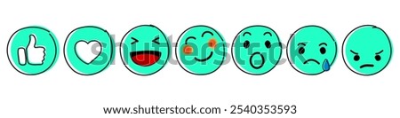 Emoticons set, emoji social network reactions icon, set emotion, cartoon - vector