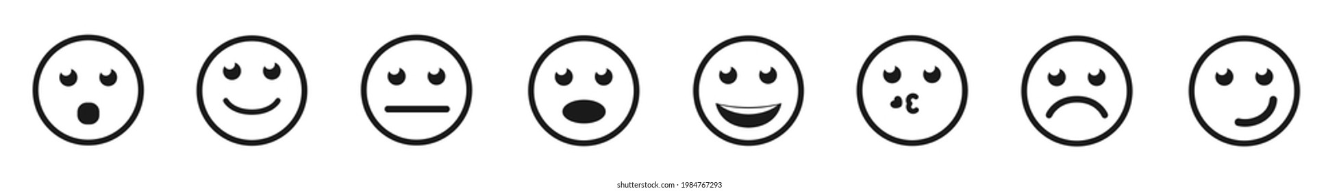 Emoticons set happy, sad, confused and more emotions icon. Vector illustration
