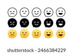 Emoticons Set Icon. Speech Bubbles Reactions. Linear, silhouette and flat style. Vector icons
