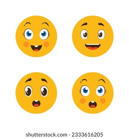 Emoticons set. A large set of emojis. Emotional yellow faces. Collection of emoticons. Vector illustration