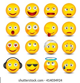 Emoticons set on the white background