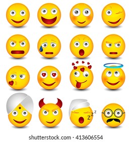 Emoticons set on white backgrouns.