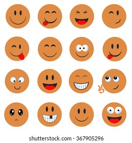 Emoticons. Smileys icons set. Emoji face vector on white background.Vector illustration